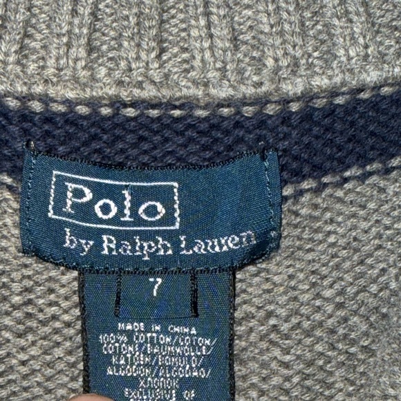Polo Ralph Lauren Boys Size 7 100% Cotton Dress Quarter Zip Sweater Striped - Picture 8 of 10